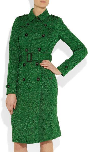 burberry prorsum green lace trench coat|Burberry tiered hem trench coat.